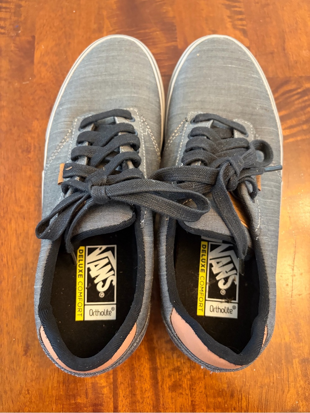 Vans Gray Canvas Low-Top Sneakers with Pink Heel Accent